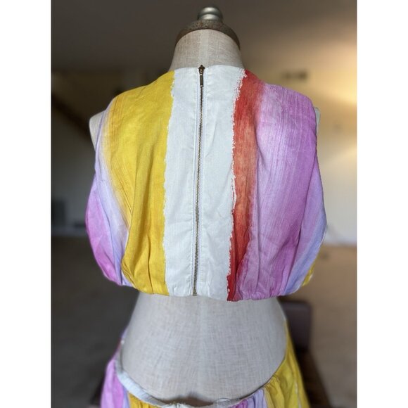 Aje Dress Size US 16 Imagination Cut Out Cocktail Party Stripe Rainbow - Picture 8 of 16